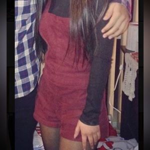 burgundy corduroy short overalls 🤎